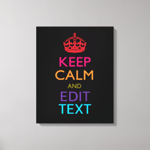Personalised KEEP CALM Your Text Multicolored Canvas Print