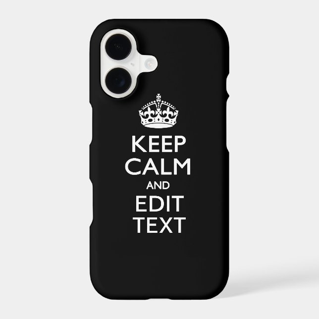 Personalised KEEP CALM Your Text on Black (Back)