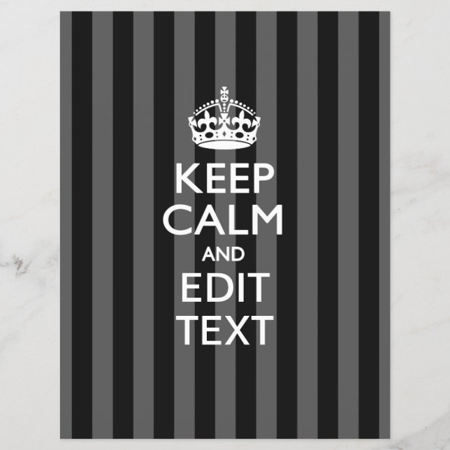 Personalised KEEP CALM Your Text on Black Stripes Flyer (Front)