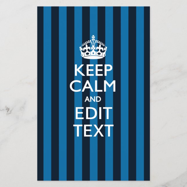 Personalised KEEP CALM Your Text on Blue Stripes Flyer (Front)