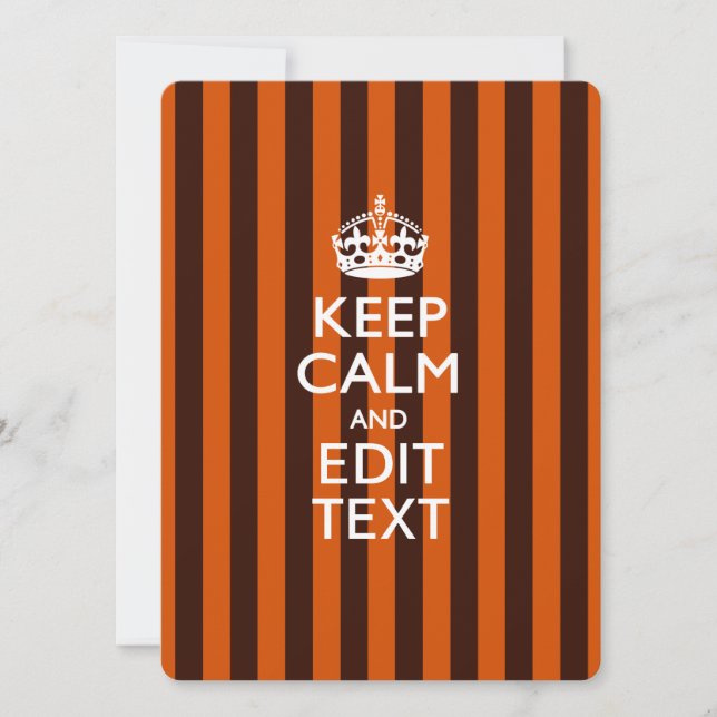 Personalised KEEP CALM Your Text on Orange Stripes (Front)