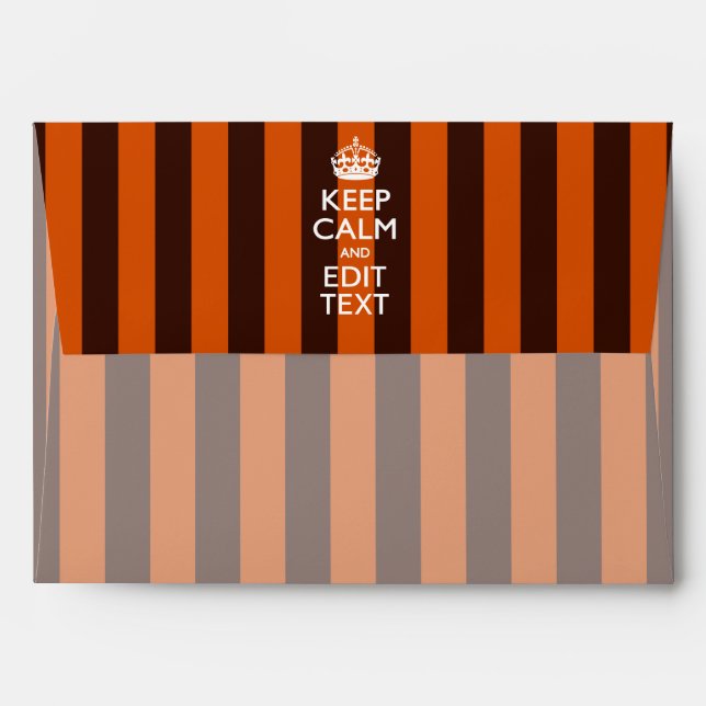 Personalised KEEP CALM Your Text on Orange Stripes Envelopes (Back (Top Flap))