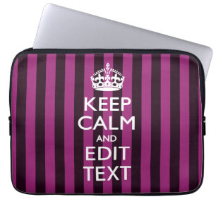 Personalised KEEP CALM Your Text on Pink Fuchsia Laptop Sleeve