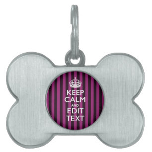 Personalised KEEP CALM Your Text on Pink Fuchsia Pet ID Tag