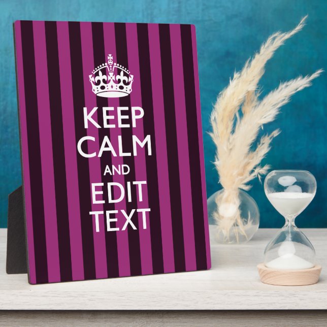 Personalised KEEP CALM Your Text on Pink Fuchsia Plaque (Side)
