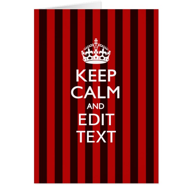 Personalised KEEP CALM Your Text on Red Stripes (Front)