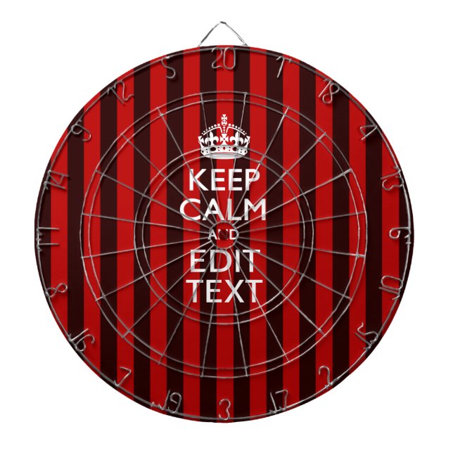 Personalised Keep Calm Your Text on Red Stripes Dartboard (Front)