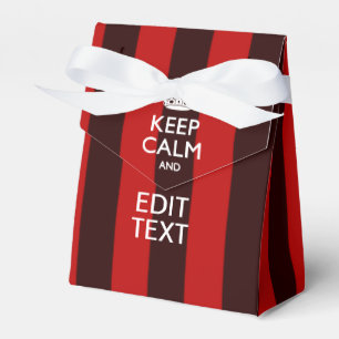 Personalised Keep Calm Your Text on Red Stripes Favour Box