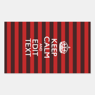 Personalised Keep Calm Your Text on Red Stripes Rectangular Sticker