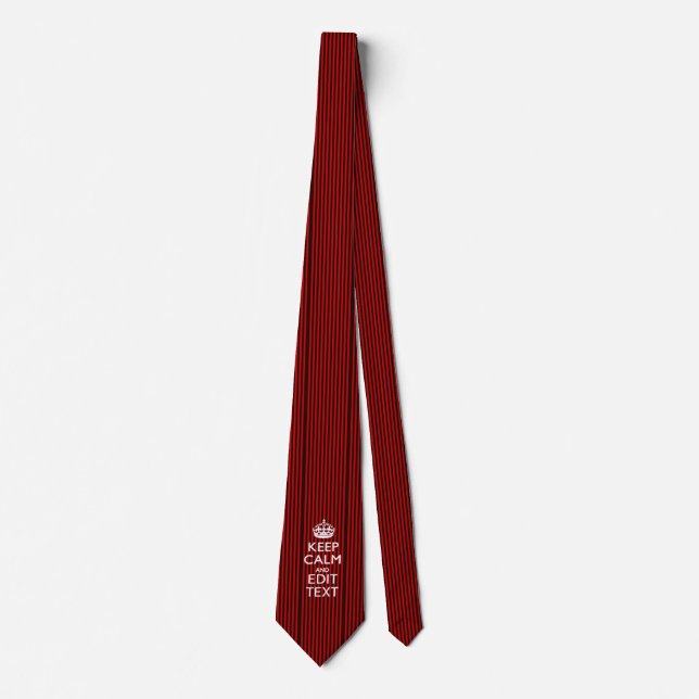 Personalised Keep Calm Your Text on Red Stripes Tie (Front)