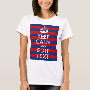 Personalised KEEP CALM Your Text on Stripes T-Shirt