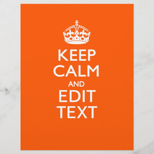 Personalised KEEP CALM Your Text Orange Accent (Front)