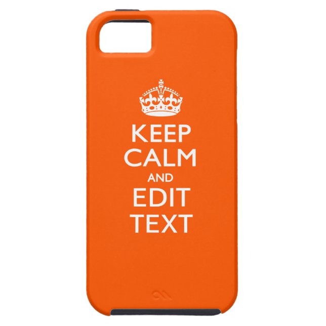 Personalised KEEP CALM Your Text Orange Accent Case-Mate iPhone Case (Back)
