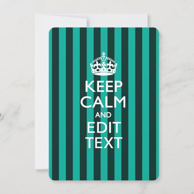 Personalised KEEP CALM Your Text Turquoise Stripes (Front)