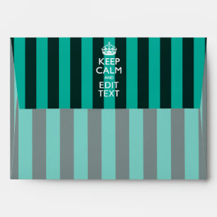 Personalised KEEP CALM Your Text Turquoise Stripes Envelope
