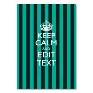Personalised KEEP CALM Your Text Turquoise Stripes Table Number
