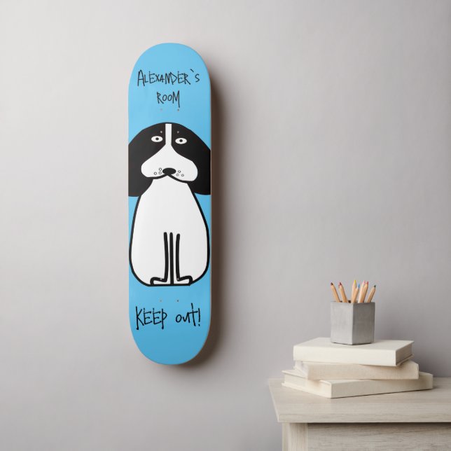 Personalised "Keep Out" Dog Room Sign Skateboard (Wall Art)