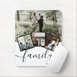 Personalised Keepsake 4 Photo Collage Family Mouse Pad<br><div class="desc">Photo collage with 4 template options and typography text saying family - perfect photo mouse pad from Ricaso</div>