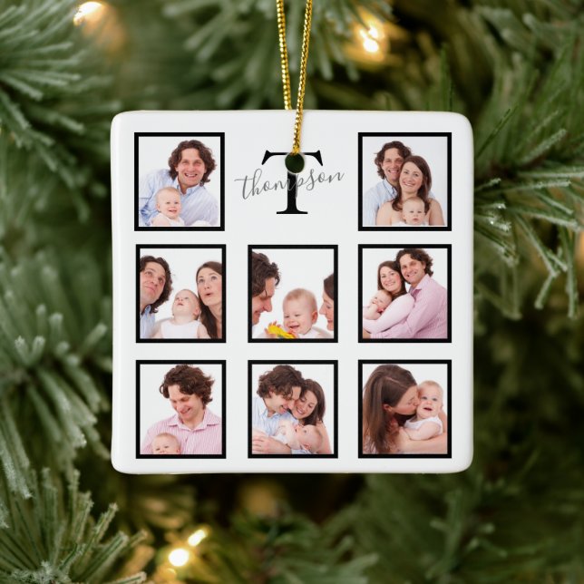 Personalised Keepsake Family Photo Collage Ceramic Ornament (Tree)