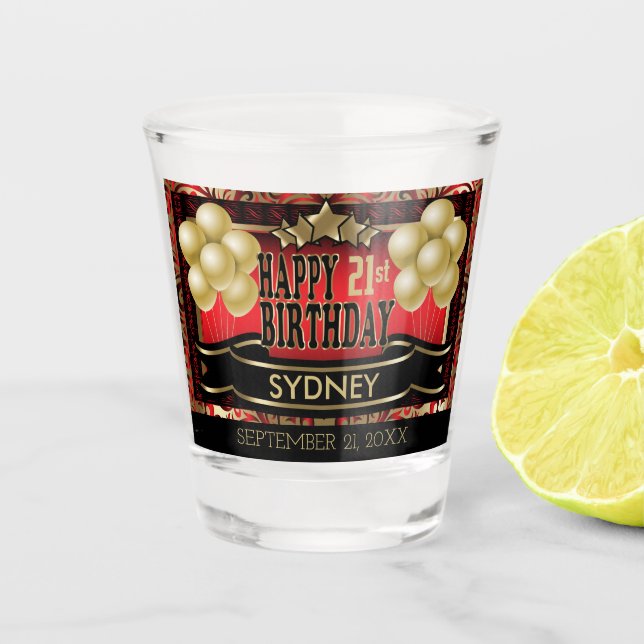 Personalised Keepsake Happy Birthday - Red Shot Glass (Front)