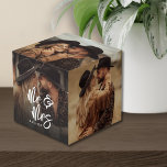Personalised Keepsake Newlywed Couple Photo Cube<br><div class="desc">Personalised Photo Wedding Photo Cube. This custom photo cube features your main design on the front, creating a standout focal point with your chosen image. A subtle black gradient behind the text ensures “Mr. & Mrs” in large white handwritten script is easy to read, while the wedding date appears in...</div>