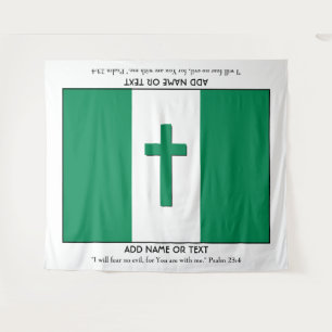 Personalised Keepsake NIGERIA FLAG with Cross Tapestry