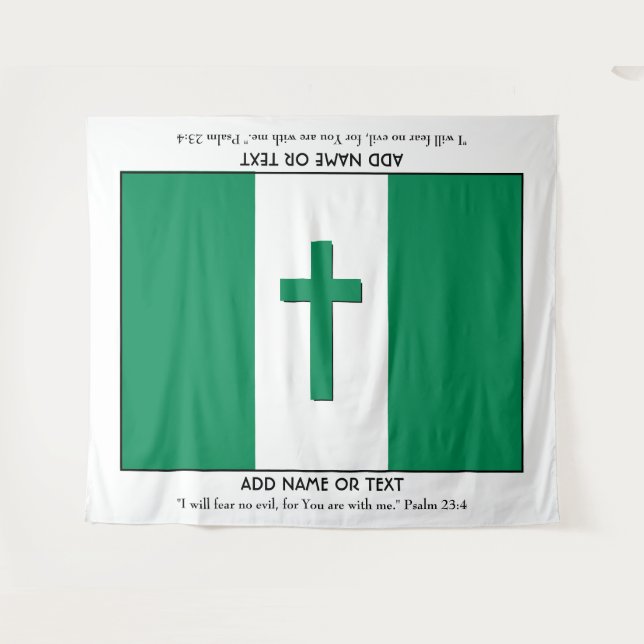 Personalised Keepsake | NIGERIA FLAG with Cross Tapestry (Front (Horizontal))