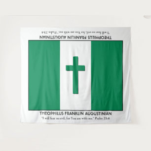 Personalised Keepsake NIGERIA FLAG with Cross Tapestry