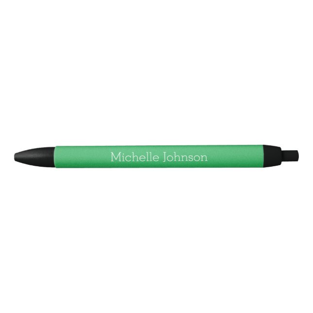 Personalised Kelly Green Grainy Texture Black Ink Pen (Front)