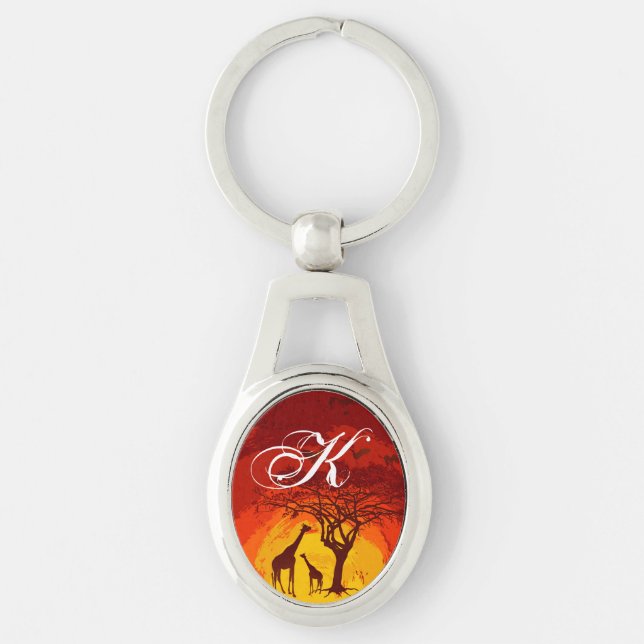 Personalised Key Chain African Safari Giraffe Sun (Front)