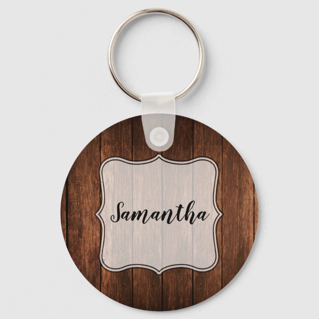 Personalised Key Chain Barn Wood Country Rustic (Front)