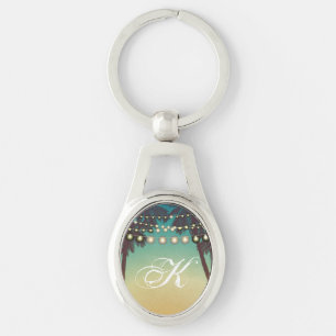 Personalised Key Chain Beach Sunset Palm Trees Srt
