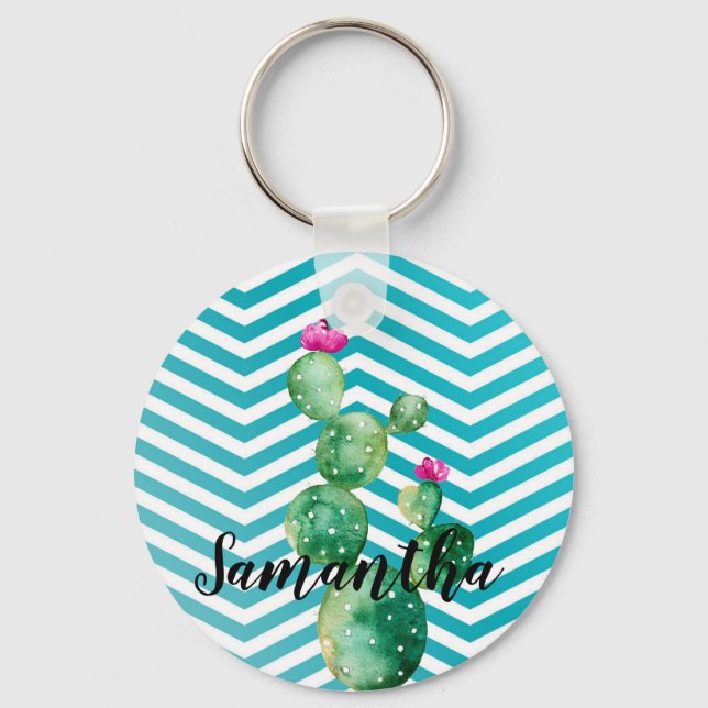 Personalised Key Chain Boho Cacti Cactus Succulent (Front)