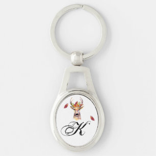 Personalised Key Chain boho deer Buck head Brownin