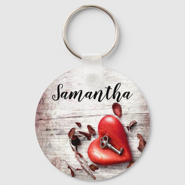 Personalised Key Chain Country Wood Key to my Hear (Front)