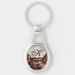 Personalised Key Chain Cowboy Boots Barn Wood Rust