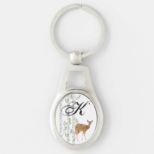 Personalised Key Chain Deer Doe Buck Forest Woodla (Front)