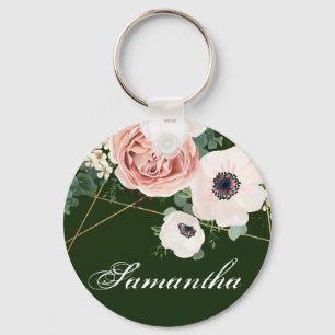 Personalised Key Chain Geometric Garden Rose Hunte