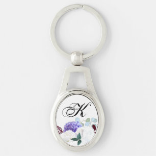 Personalised Key Chain Lavender Hibiscus on Whit