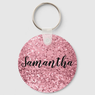 Personalised Key Chain Rose Gold Glitter