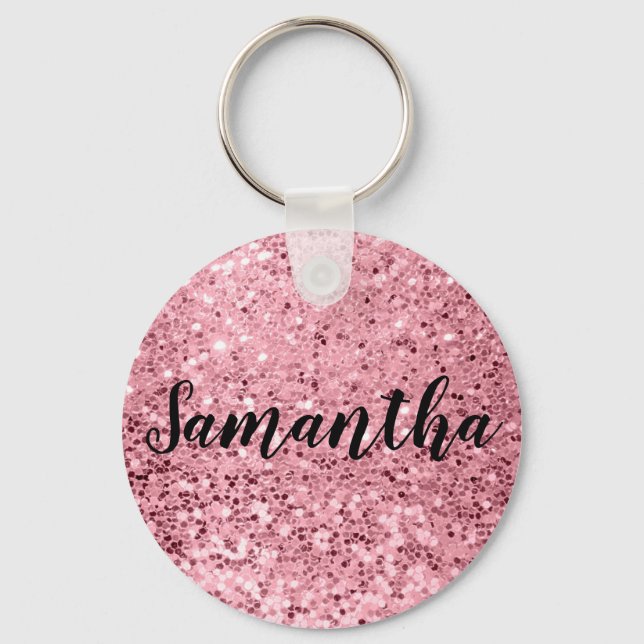Personalised Key Chain Rose Gold Glitter (Front)