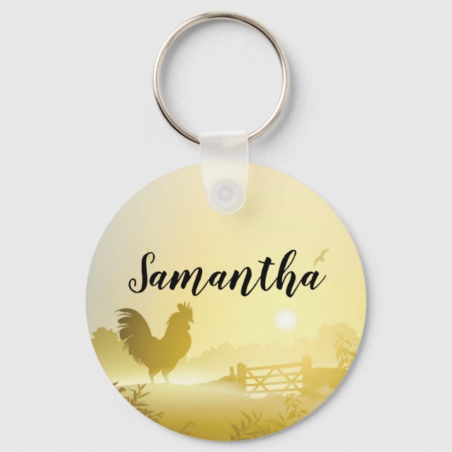 Personalised Key Chain Sunny Morning Farm Country (Front)