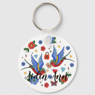 Personalised Key Chain Traditional Bird Tattoo Spa