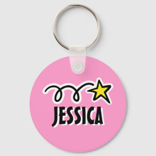 Personalised keychain for girl   Pink with star