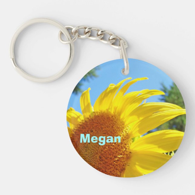 Personalised Keychains Add Name Sunflower Summer (Front)