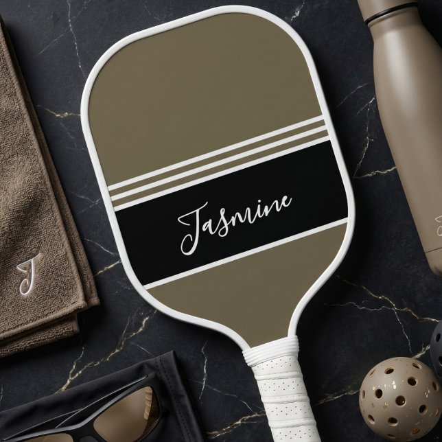 Personalised Khaki Earthy Neutral Custom Name  Pickleball Paddle (Creator Uploaded)