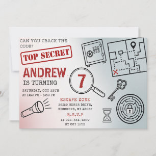 Personalised kid Escape Room Birthday party Invitation