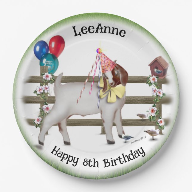 Personalised Kid Goat Theme Birthday Party Plates (Front)
