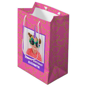 Personalised Kid Photo Happy Birthday Unicorn Medium Gift Bag