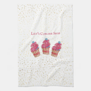 Personalised Kid’s Cupcake Shop Kitchen Towel – Cu
